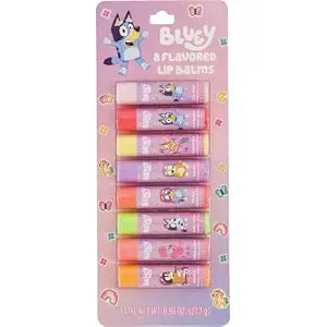 Bluey 8 Flavored Moisturizing Lip Balms | Mango, Bubblegum, Honeydew, Peach, Berry, Pineapple, Raspberry, Coconut | Cruelty Free