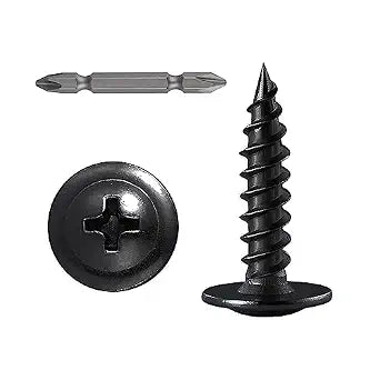 Wensilon (250 pcs)#81" Black Truss Head Wood Screws Quick Metal Self Tapping Zinc Oxide