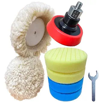 Buffing Polishing Kit for Milwaukee M12 Polisher/Sander,Includes M9 to 5/8-11 Adapter, 3" Backing Pad, Sponge and Wool Buffing Pads9 Pcs