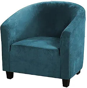 MIFXIN Tub Chair Slipcover Velvet High Stretch Club Chair Cover Spandex Elastic Armchair Couch Cover Sofa Furniture Protector for Living Room Hotel Bar Counter (Deep Blue)