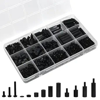 M3 Nylon Standoff & Fastener Kit - Complete Set with Screws, Nuts, Spacers & Threaded Pillars (6mm to 20mm) for Motherboard, PCB, 3D Printer, Raspberry Pi & Computer Building - 600Pcs