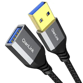 QianLink USB 3.0 Extension Cable (3.3FT), Nylon Braided USB Extender Compatible with Webcam, Camera, Phone, Hub, Mouse, Keyboard, Printer, Hard Drive, Headset (Gray)
