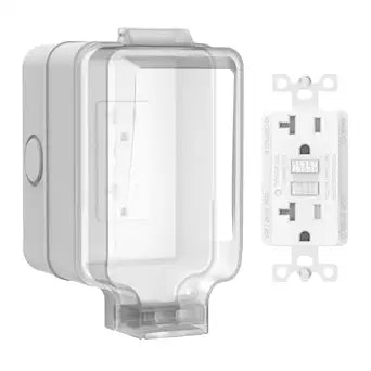 20A GFCI Outdoor Electrical Outlet Box, IP66 Waterproof Nonmetallic Weatherproof Power Box with Lockable Cover, UL Listed, Compatible with 15A GFCI, for Garden Yard Sports Field
