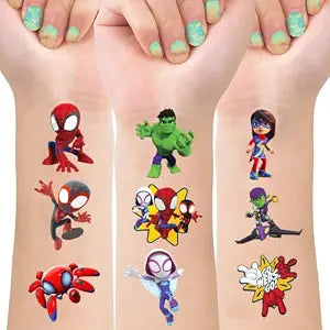 8 Sheets Spider and Friends Temporary Tattoos for Kids, Spider and Friends Birthday Party Supplies Tattoos Stickers for Party Decorations