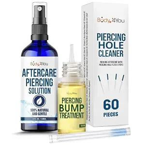 BodyJ4You Piercing Aftercare Kit - Spray Bump Oil Piercing Cleaner Floss