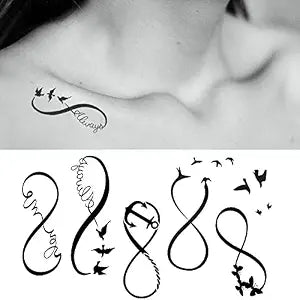2 Sheets Mobius Infinity Butterfly Anchor Bird Temporary Tattoo