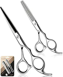 Professional Hair Cutting Scissors & Thinning Shears Set with 2 Combs, Screwdriver & Storage Case | 6.5-Inch Premium Stainless Steel Hair Shears, Sharp & Durable for Salon, Hairdressing & Home Use