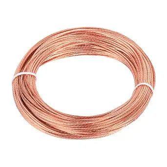 uxcell Bare Copper Ground Wire, 18 Gauge 100 ft Solid Braided Copper Cables Electronic Metallic Wire for Light Fixtures Fans Electrical Equipment