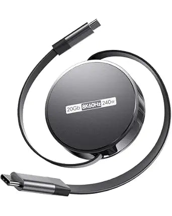Retractable USB C to USB C Cable, USB 4 Cable with PD 240W, 20Gbps, 8K60Hz