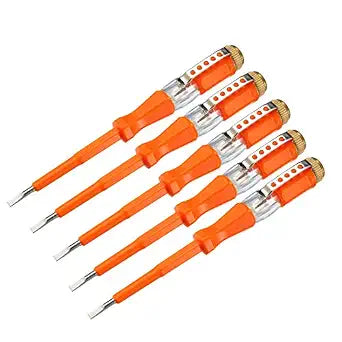 uxcell Voltage Tester AC 100-500V with 3mm Slotted Screwdriver with Clip for Circuit Test, Orange, Pack of 5