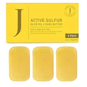 Jericho Dead Sea Sulfur Soap with Olive Oil ��� Helps with Acne, Blackheads, Itchy & Scaly Skin ��� For Oily to Normal Skin ��� Vegan Face & Body Bar for Men & Women, 4.4 Oz / 125 g (Pack of 3)