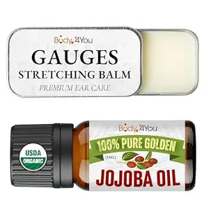 BodyJ4You Ear Stretching Balm Organic Jojoba Oil - Dead Gauge Stretch Kit