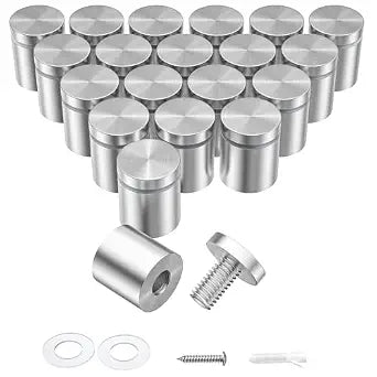 20 Pcs Stainless Steel Standoff Screws (1 in. Dia x 1 in. L), Standoff Mounting Hardware Advertising for Acrylic Signs, Silver