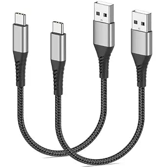 Short USB A to USB C Cable 1FT, 2 Pack USB A to Type C Fast Charging Cable