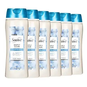 suave+ Deeply Clean Antibacterial Body Wash, Glycerin, 18 fl oz, 6-Pack
