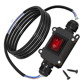 RVBOATPAT 12V Inline Cord Switch 20A DC Waterproof Inline Switch IP67 Red Lighted 2 Position 4 Pin DPST with 4FT 14 AWG Wire Outdoor Inline Power Lamp ON/Off Switch