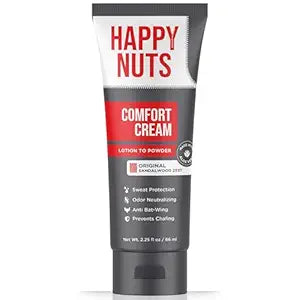 HAPPY NUTS Comfort Cream Deodorant For Men: Anti-Chafing Sweat Defense, Odor Control, Aluminum-Free Mens Deodorant & Hygiene Products for Men's Private Parts 2.25 oz. (Original Scent)