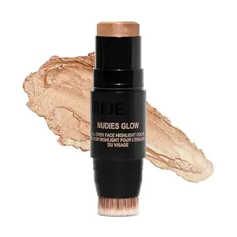 Nudestix Nudies Glow Highlighter Stick ï¿½ï¿½ï¿½ Multi-Use Cream Highlighter for Cheeks, Eyes & Body with Built-In Brush | Dewy, Radiant Finish | Clean, Vegan & Travel-Friendly 