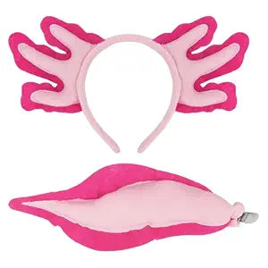 Semato Pink Axolotl Headband and Tail Set for Women Halloween Costume Accessories Axolotl Cosplay Party Favors