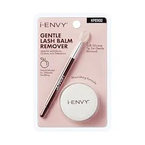 i-ENVY Lash Remover Balm, Eyelash Glue & Bond Cleanser for Fake Lash Clusters, Individuals & Extensions, Gentle Nourishing Peach-Infused Formula with Silicone Applicator, For Sensitive Skin & Eyes