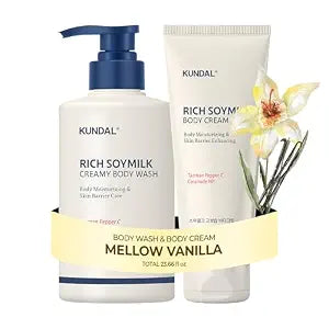 KUNDAL Rich Soymilk Body Wash and Body Cream Set [Mellow Vanilla]