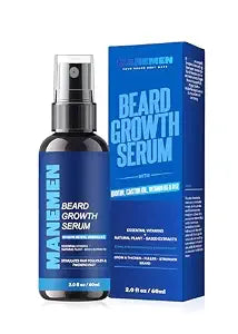 Beard Growth Serum Spray- Biotin, Castor Oil, Vitamin B5 & B12 - Natural Hair Regrowth Beard Oil Formula for Thicker, Fuller, Stronger Beard - Stimulates Hair Follicles & Supports Fast Growth