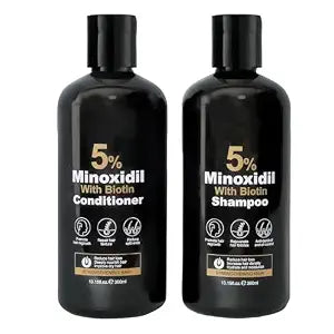 Minoxidil Shampoo & Conditioner Set for Hair Growth – Biotin, Ginseng & Ginger – Supports Thicker, Fuller Hair – Scalp Care Formula – For Men & Women – 600ml Duo