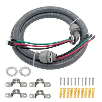 TAUROX 1/2-Inch 10 Gauge Electrical Wires Liquid Tight Conduit Wire with Ground Nonmetallic Flexible Conduits AC Disconnect Box Outdoor Electrical Whip Kit Power Whip Assembly(6FTx1/2Inch)