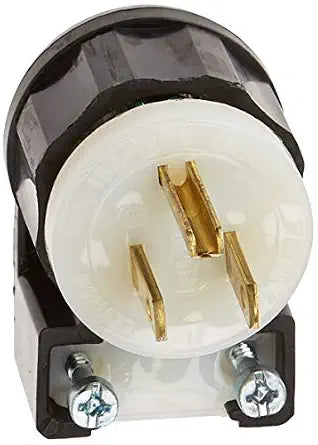 Leviton 15 Amp, 125 Volt, Angle Plug, Straight Blade, Industrial Grade, Grounding, 5266-CA, Black-White