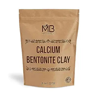 MB Herbals Calcium Bentonite Clay Powder 8 oz | 227G / 0.5 LB | Bentonite Clay | Fragrance Free | Detox Clay | Soap Making | Suitable for Oily Skin