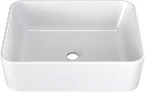 Bathroom Vessel Sink Rectangular Countertop Basin, 18.7014.765.12 inch White Ceramic Vanity Sink for Apartment, Guest Bathroom, Home Refresh Project