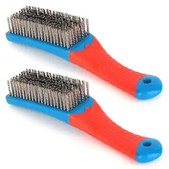 2 Pack Wire Brushes for Cleaning-Heavy Duty Stainless Steel Wire Scratch Brush for Metal Rust Cleaning,Paint Scrubbing with Rubber Covered Handle (2)