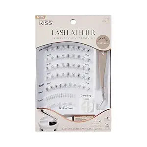 Kiss Lash Atelier Professional Lash Extension Kit, ï¿½ï¿½ï¿½ï¿½ï¿½ï¿½ï¿½ï¿½ï¿½Naturalï¿½ï¿½ï¿½ï¿½ï¿½ï¿½ï¿½ï¿½ï¿½, Pre-Mapped False Eyelashes, 46 Lash Clusters & 36 Individual Lash
