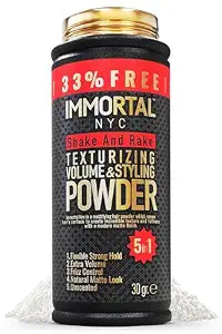 Immortal NYC 5-in-1 Shake and Rake Volume & Styling Powder - Flex Strong Hold - Mattifying All Natural, Unscented Hair Powder for Men - No Residue, All Hair Types