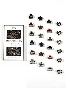 Ivyu 24Pcs Tortoise Mini Claw Clips, Non-Slip Black Hair Clips for Women