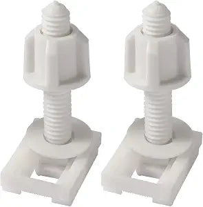 2Pcs White Plastic Toilet Seat Screws and Nuts with Washers, Hinge Bolts Screws Hinges Replacement Parts for Mounting Toilet Seats Toilet Lid, Toilets and Toilet Parts
