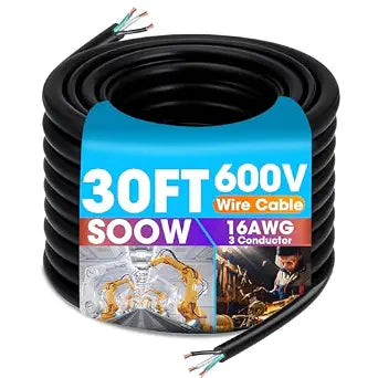 30ft 16/3 16 AWG SOOW Wire, Portable Electric Wire Extension Cord