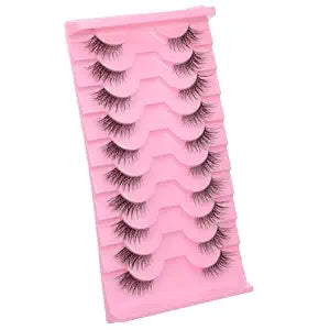 Sibba 10 Pair Half Eyelashes Cat Eye Lashes Natural Wispy End Corner Half Lashes 3/4 Short Faux Mink False Eyelashes for Exquisite Eye Makeup