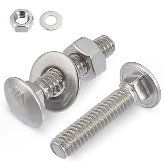 VGBUY 1/4-20 x 1-1/4" Carriage Bolts Screws 24 Sets, 304 Stainless Steel 18-8, Round Head Square Neck, Carriage Bolts and Nuts Kit, with Flat Washers