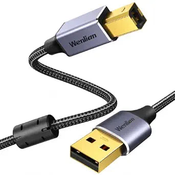 10ft USB 2.0 Printer Cable, USB A to B Cable with Ferrite Bead, Gold-Plated Connector, Nylon Braided Cord Compatible with HP, Canon, Epson, Brother, Lexmark, Xerox, Dell, Samsung, and More