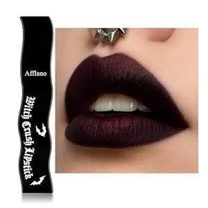 Goth Lip Gloss, Highly Pigmented Matte Burgundy Dark Lipstick with Shimmer, Silky Long Lasting Goth Makeup Shiny Lip Stain for Women, Moisturizing Lipstick for Daily, Halloween Vampire, Witch, Theater