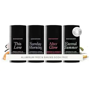 Each & Every Mini Natural Deodorant Set, EWG Verified & Vegan (4 Ct)