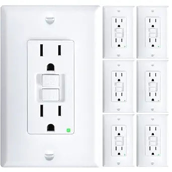 Amico GFCI Outlet 15 Amp, 6 Pack, White, Non-Tamper Resistant