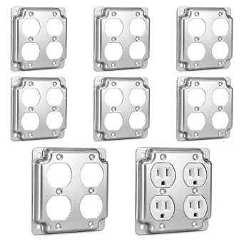 8Pcs 4 Inch Metal Receptacle Electrical Box Cover