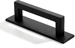 khtumeware 5 Pack 3 Inch Hole Center Matte Black Cabinet Pull with Backplate Solid Heavy-Duty Handles with Base Plate Cabinet Hardware Drawer Pulls Kitchen Cabinet