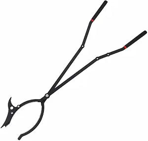 40" Fire Pit Tools 2-in-1: Heavy Duty Fire Tongs with Removable Fork, Serrated Anti-Slip Jaws & Heat Resistant Handle, for Camping, Backyard, Fireplace