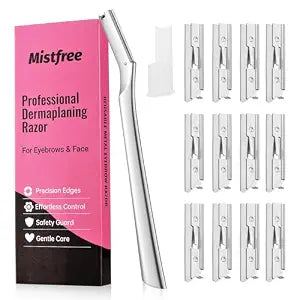 Dermaplane Razor for Women, Metal Face Razor with 12 Blades