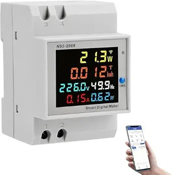 diymore WiFi Digital Single Phase Energy Meter Tester Electricity Usage Monitor AC 110V 40V~300V 100A Ampermeter Power Voltmeter Voltage Amps Watt Kwh Frequency Power Factor Meter Multimeter