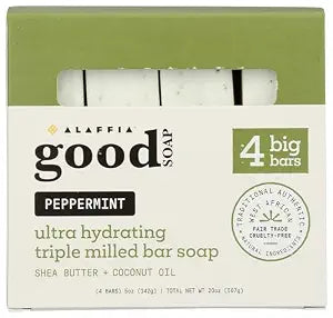 Alaffia, Good Soap Peppermint Value Pack 4 Count, 5 Ounce