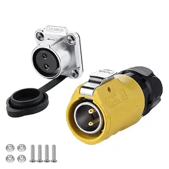 CNLINKO LP-20 Industrial Waterproof Connector IP68 Circular Connector Quick Plugging Aviation Connector Anti-Interference Shell Fast Release Connector M20 2-12 Pin Flange Socket (2 Pin)